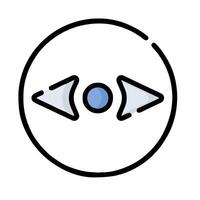 A circle with a blue arrow pointing to the left vector