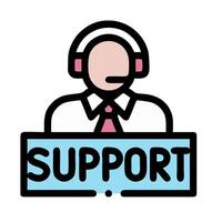 apoyo icono con un hombre en un auriculares vector