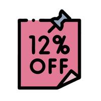 A pink paper with the word 12 off on it vector