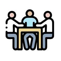 A group of people sitting at a table vector
