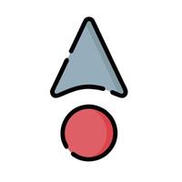 A red and blue arrow pointing to a red ball vector