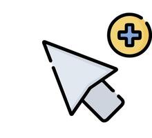 A mouse cursor with a plus sign and a button vector