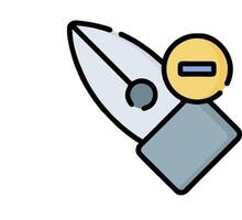 A pen with a button on it and a knife vector