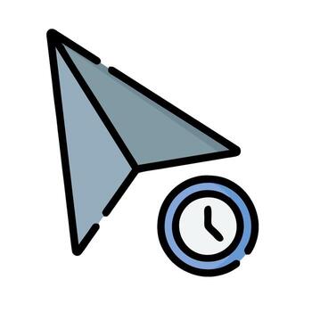 A paper airplane with a clock on it vector