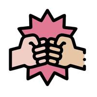Two hands are holding each other in a fist vector