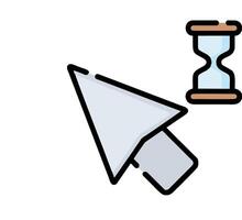 A mouse cursor is pointing at a clock and a sand timer vector