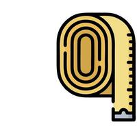 A yellow roll of toilet paper with a ruler on it vector