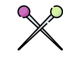 Two crossed knitting needles with two balls on each end vector