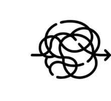 A black and white drawing of a brain with a bunch of arrows vector