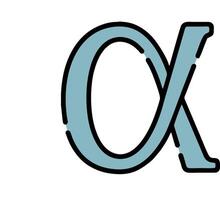 The letter x is shown in blue and white vector