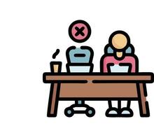 A person sitting at a desk with a computer vector