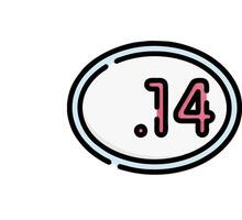 A white circle with the number 14 in it vector