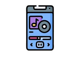 A smartphone with a music player and a note vector