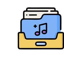 A folder with music notes and a note vector