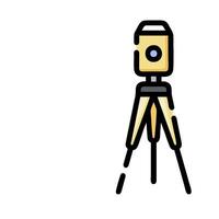 A camera on a tripod with a white background vector