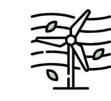 A wind turbine with leaves blowing around it vector