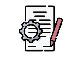 A document with a pen and a gear on it vector