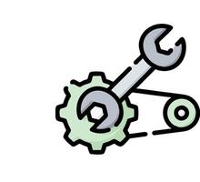 A wrench and gear wheel icon on a white background vector