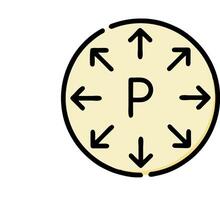 A circular image with arrows pointing in different directions vector