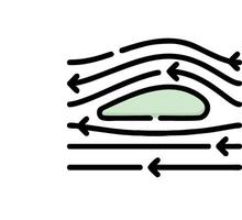 A line drawing of a wave with arrows pointing in different directions vector