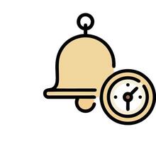 A clock and a bell on a white background vector