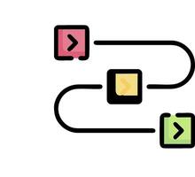 A diagram of a computer with a yellow and green square vector