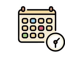 A calendar and clock icon on a white background vector