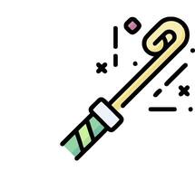 A stick with a long handle and a green and white ribbon vector