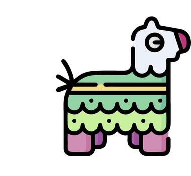 A llama is standing in a colorful pattern vector