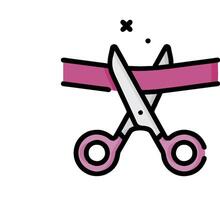 A pair of scissors cutting a ribbon vector
