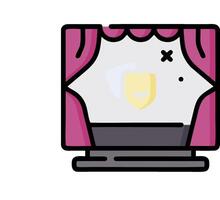 A computer screen with a window and curtain vector