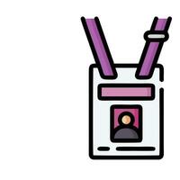 A purple and white badge with a person in it vector