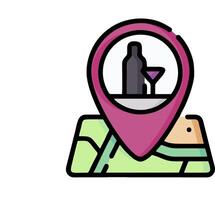 A map pin with a wine glass and a bottle vector