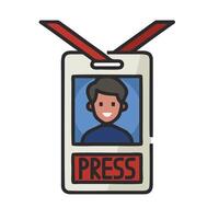 A press badge with a man's face on it vector