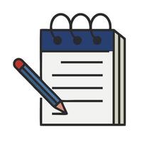 A notebook with a pencil and a pen on top vector