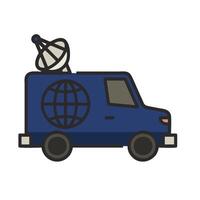 A truck with a globe on top of it vector