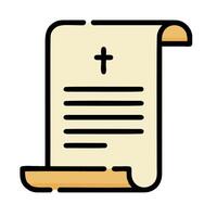 A scroll with a cross on it vector
