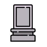 A tombstone with a black and white outline vector