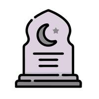 A tombstone with a crescent moon on top vector