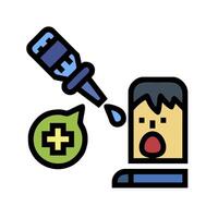 A man is holding a syringe and a green pill vector