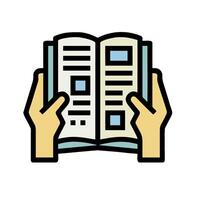 Hands holding open book icon illustration vector