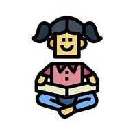 A girl sitting in a chair with a book vector