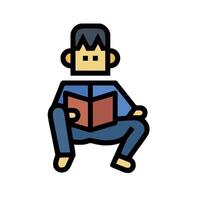 A man sitting on a chair reading a book vector