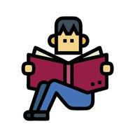 A man reading a book on a white background vector