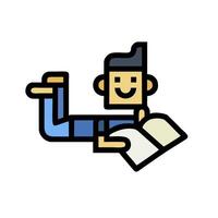 A man reading a book on his back vector