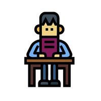 A man sitting at a desk with a book in front of him vector