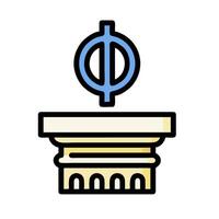 A statue with a blue and white symbol on top vector