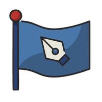 A flag with a pen and a quill on it vector