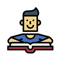 A man reading a book with a smile on his face vector