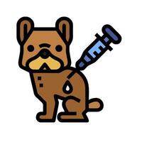 A cartoon dog with a syringe in its mouth vector